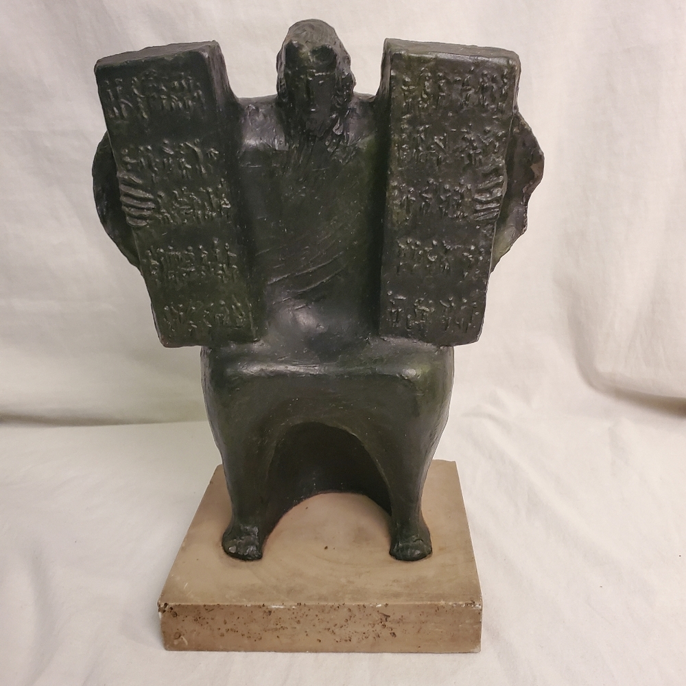 Vintage MCM Signed Guiseppe Macri Moses Ten Commandments Sculpture